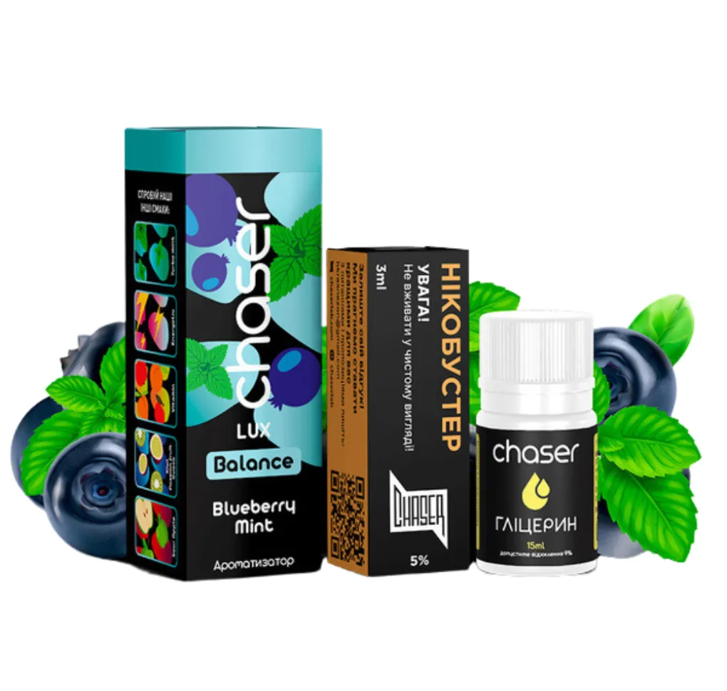 Набір Chaser Lux 30 мл 65 мг BLUEBERRY MINT Набір Chaser Lux 30 мл 65 мг BLUEBERRY MINT