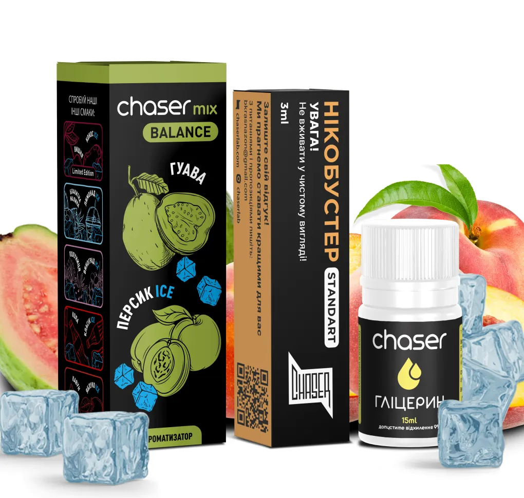 Набір Chaser Mix ICE 30 мл 65 мг ГУАВА ПЕРСИК Набір Chaser Mix ICE 30 мл 65 мг ГУАВА ПЕРСИК