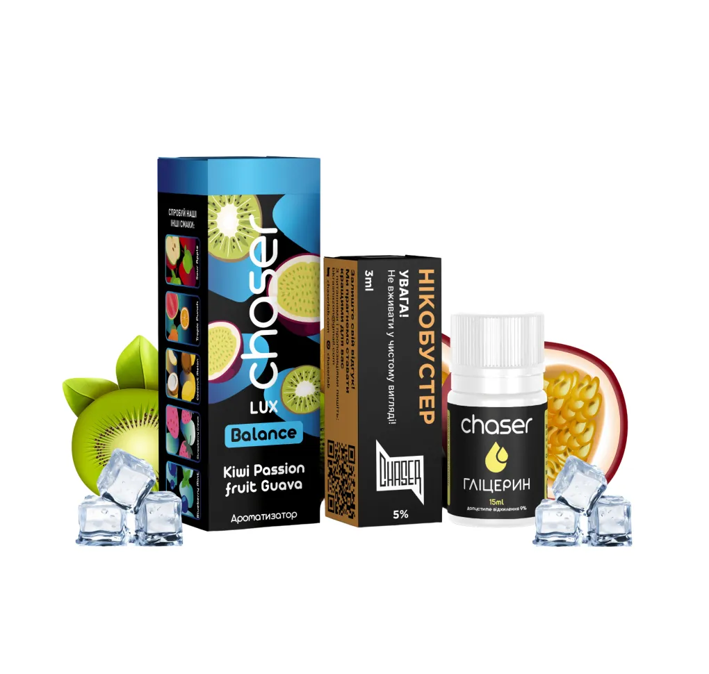 Набір Chaser Lux 30 мл 65 мг ICE KIWI PASSION FRUIT GUAVA