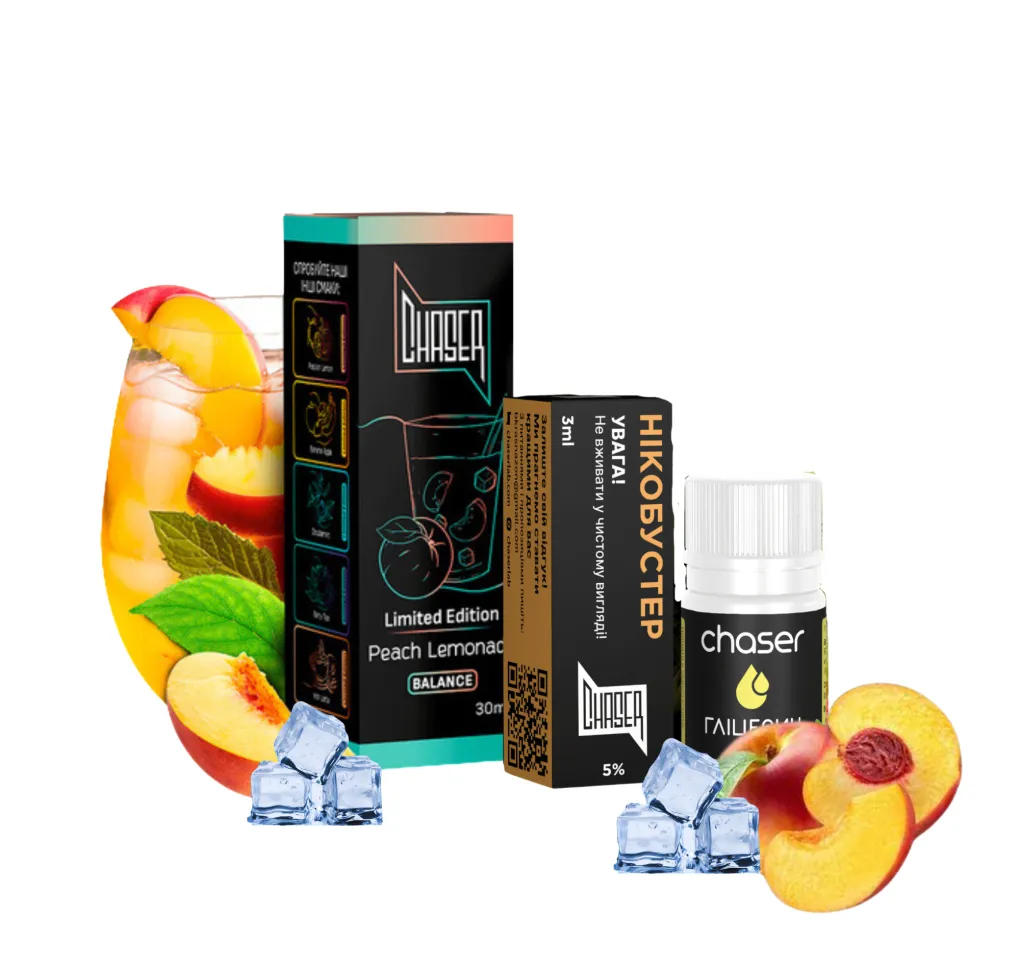 Набір Chaser Black 30 мл 65 мг ICE PEACH LEMONADE Набір Chaser Black 30 мл 65 мг ICE PEACH LEMONADE