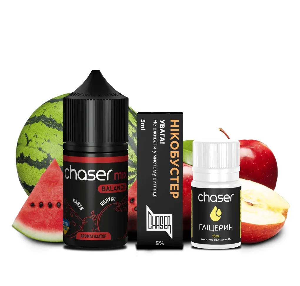 Набір Chaser Mix 30 мл 65 мг КАВУН ЯБЛУКО Набір Chaser Mix 30 мл 65 мг КАВУН ЯБЛУКО