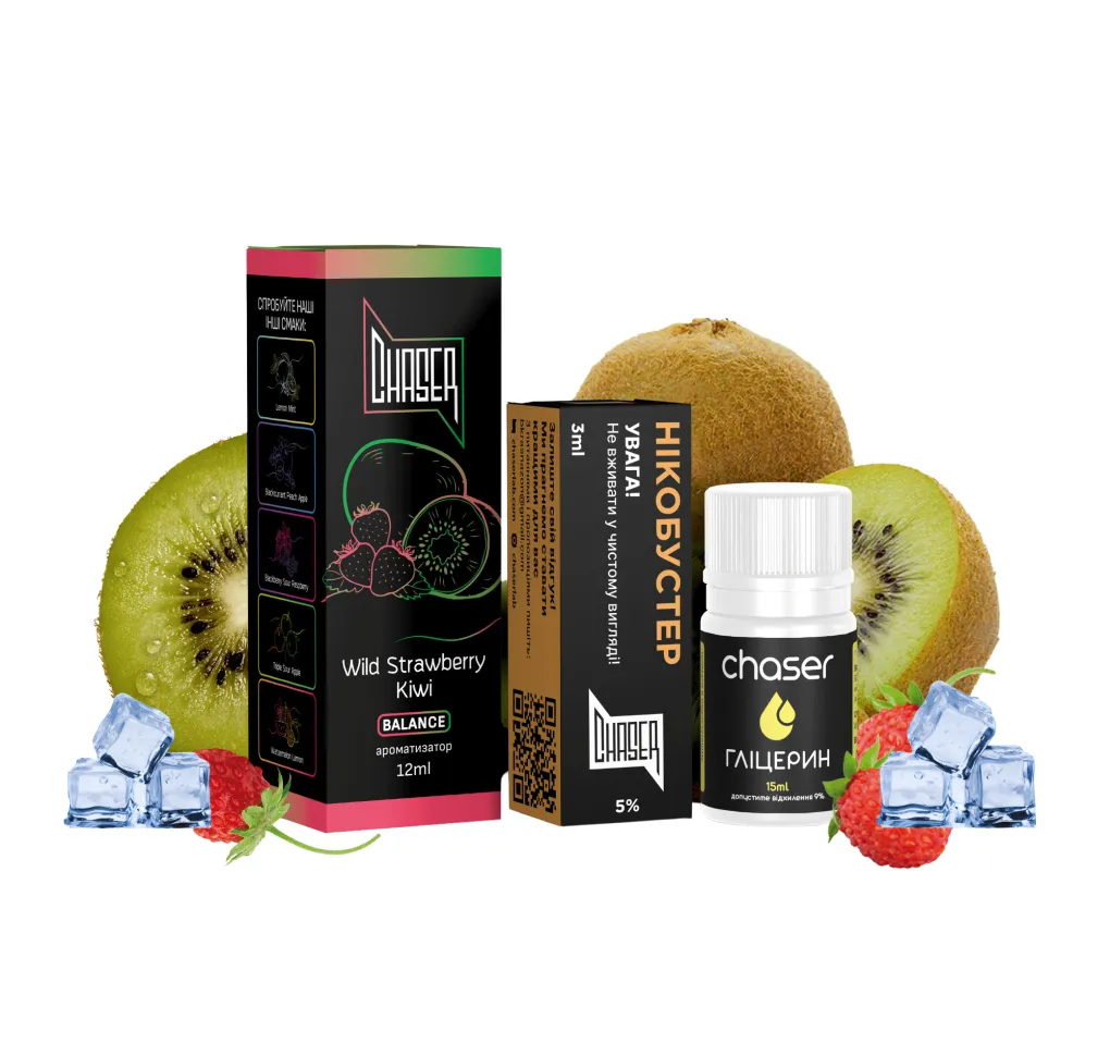 Набір Chaser Black 30 мл 50 мг ICE KIWI WILD STRAWBERRY Набір Chaser Black 30 мл 50 мг ICE KIWI WILD STRAWBERRY