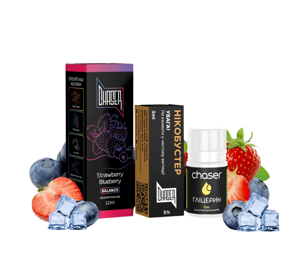 Набір Chaser Black 30 мл 50 мг ICE STRAWBERRY BLUEBERRY